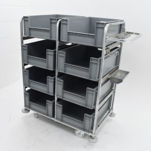 Exporta Order Picking Trolley - For up to 8 600x400mm Containers or Crates - 8 x Picking Bins - Grey - 200mm